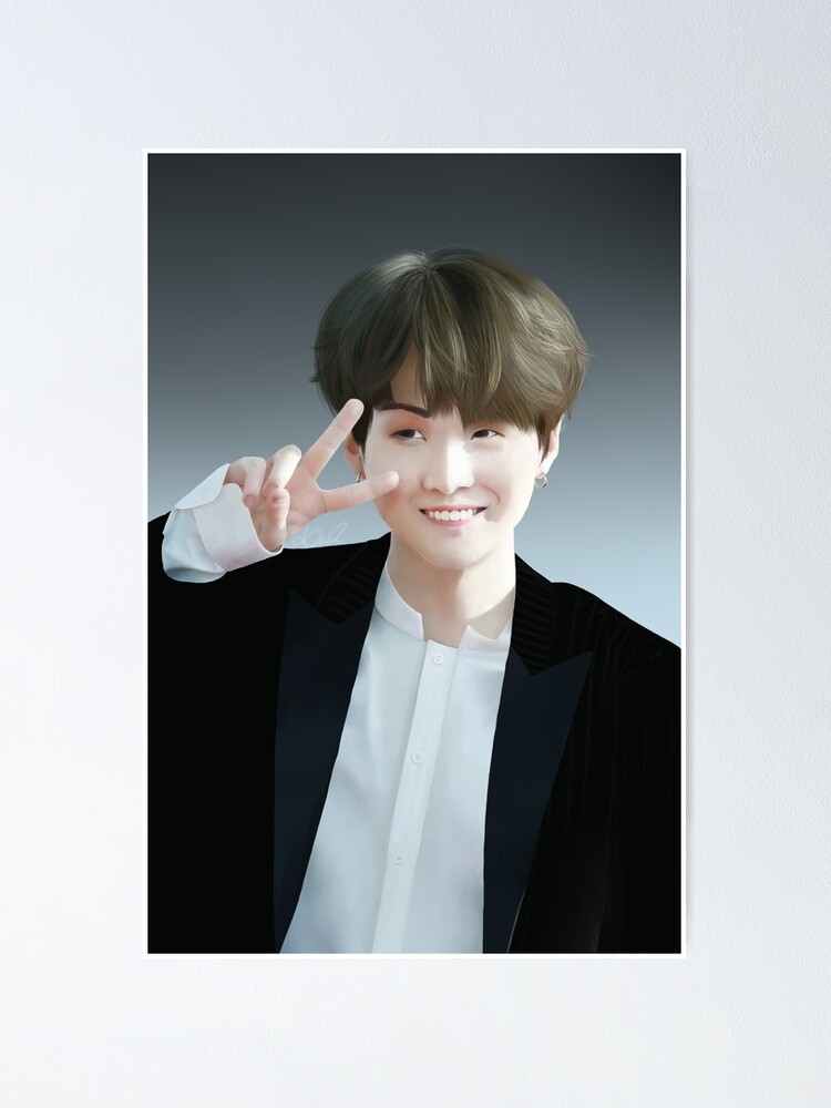 "Suga (Min Yoongi) Portrait Painting" Poster by bluepixieart Redbubble