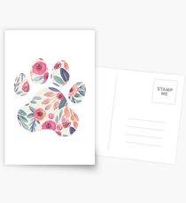 Gedämpfter Aquarellpfoten-Druck Postkarten