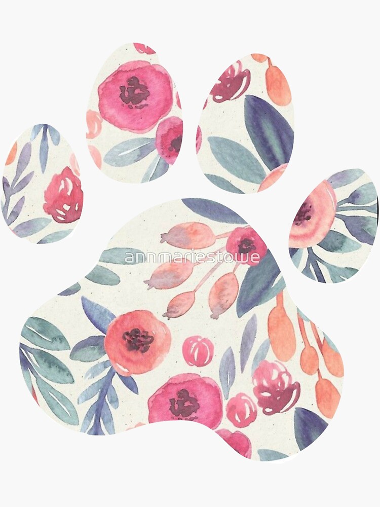 Thumbnail 3 of 3, Sticker, Muted Watercolor Paw Print designed and sold by annmariestowe.