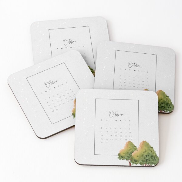 Item preview, Monthly Calendar 2022 Aesthetic - Green - October designed and sold by Levated.