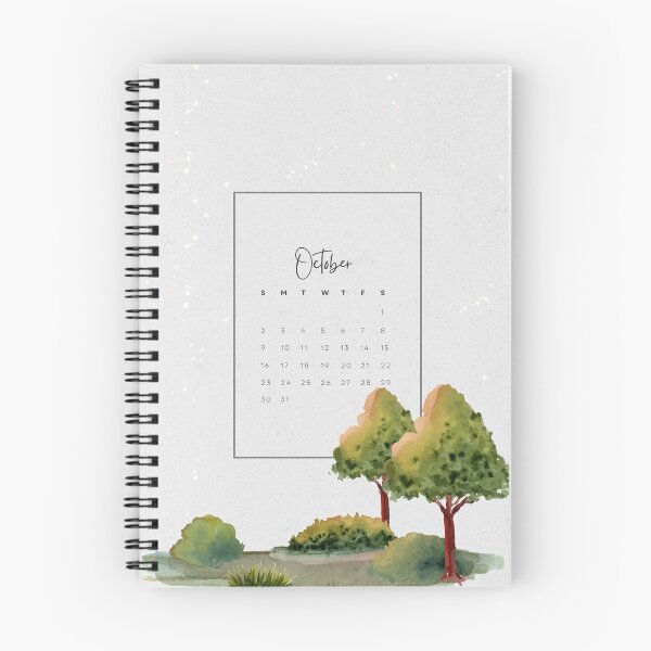 Item preview, Monthly Calendar 2022 Aesthetic - Green - October designed and sold by Levated.