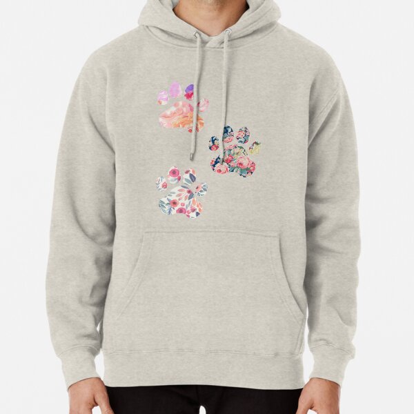 Floral Paw Print Trio Pullover Hoodie