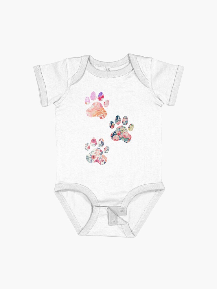 Thumbnail 1 of 2, Baby One-Piece, Floral Paw Print Trio designed and sold by annmariestowe.