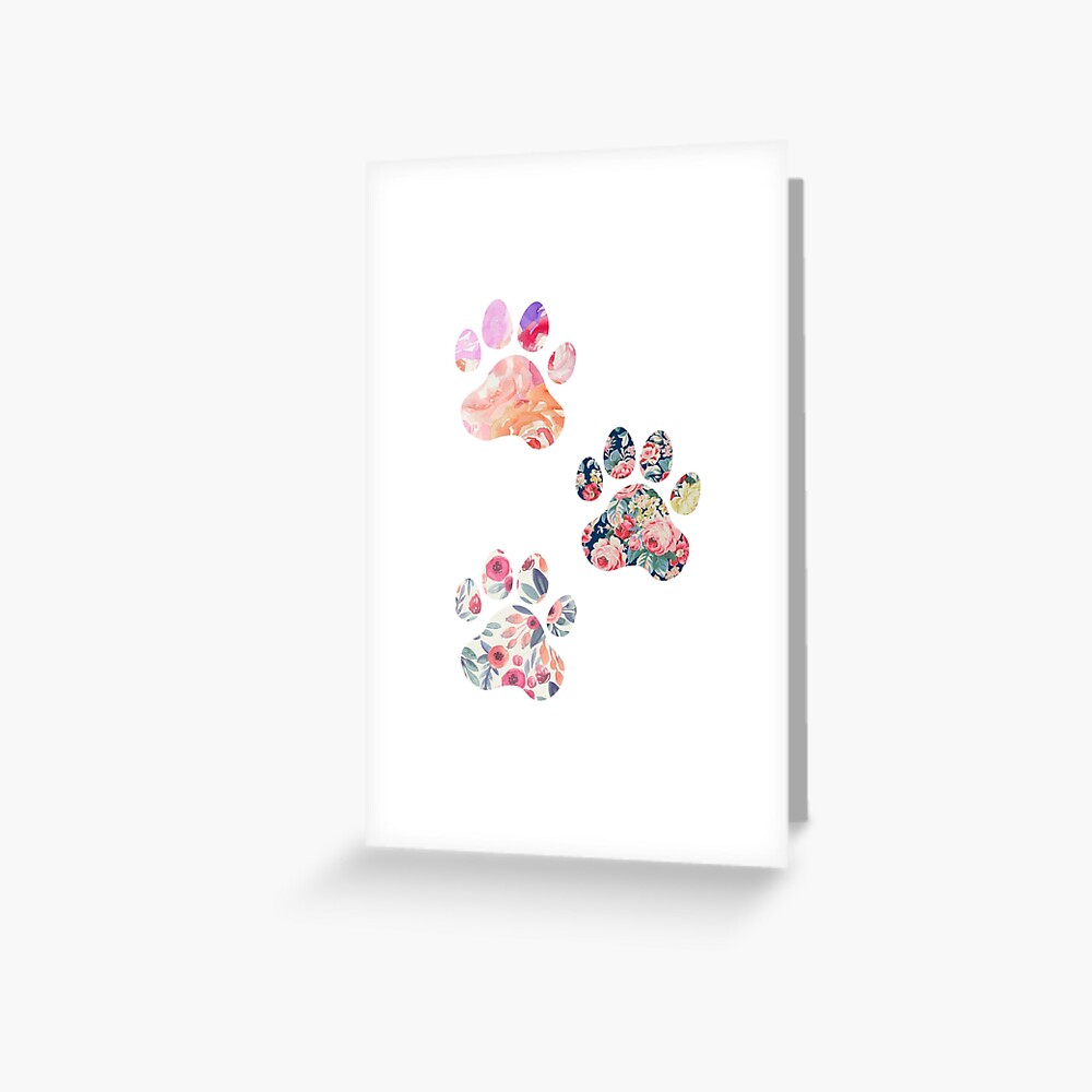 Floral Paw Print Trio Greeting Card