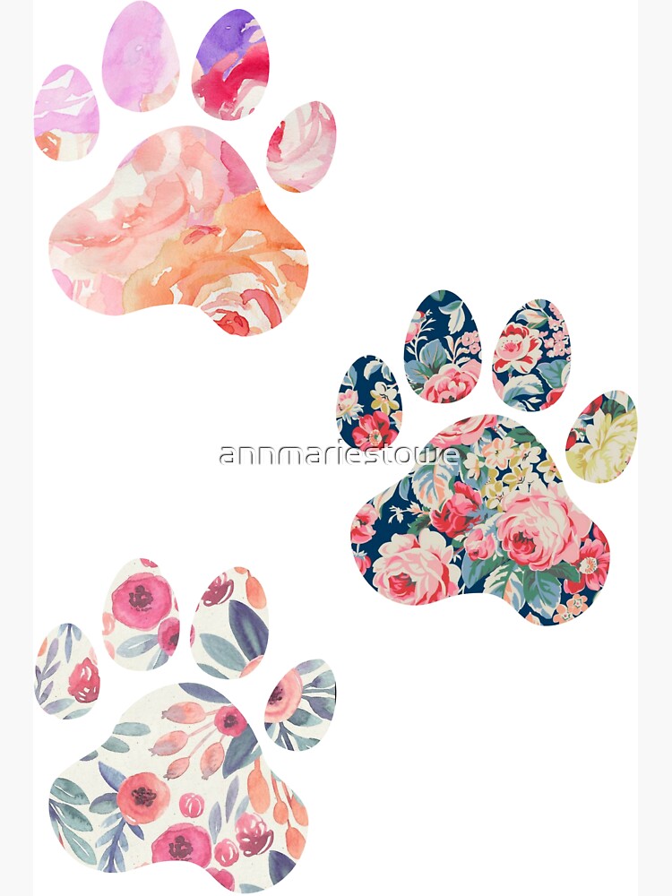 Thumbnail 3 of 3, Magnet, Floral Paw Print Trio designed and sold by annmariestowe.