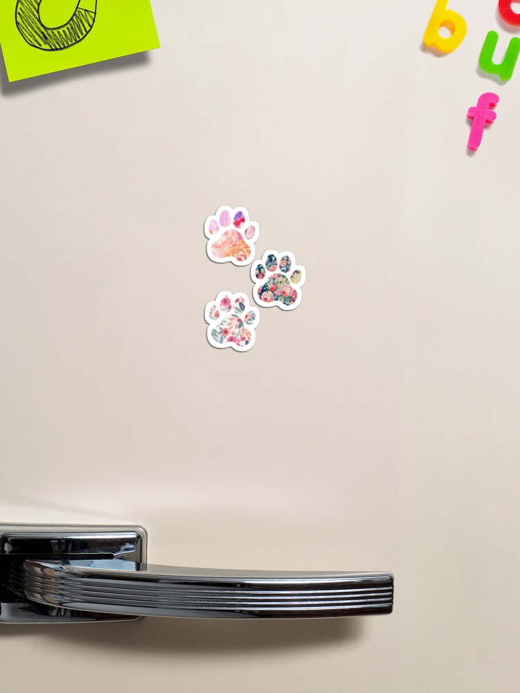 Thumbnail 1 of 3, Magnet, Floral Paw Print Trio designed and sold by annmariestowe.