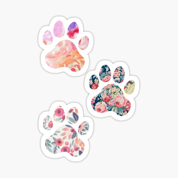 Cute Floral Paw Print Sticker