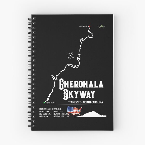 Item preview, Cherohala Skyway National Scenic Byways Tennessee, North Carolina Motorcycle Trail Map Sticker T-Shirt 03 designed and sold by OuterShellUK.