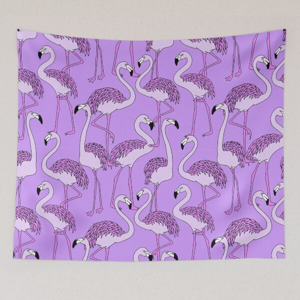 Artikelvorschau, Lila Flamingos entworfen und verkauft von TotallyRetroArt.