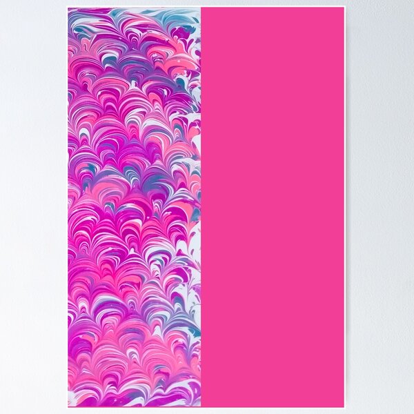 Item preview, pink, blue and brown scallopped marbled block on pink designed and sold by marblingqueen.