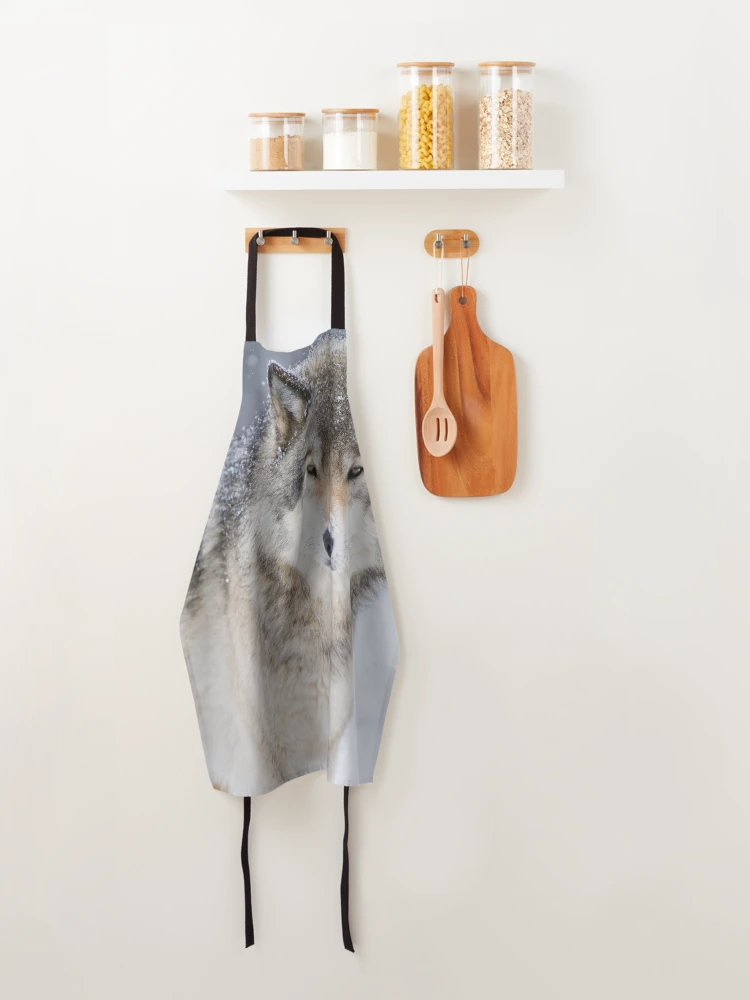 Thumbnail 4 of 6, Apron, Timber Wolf In Snowfall designed and sold by WolvesOnly.