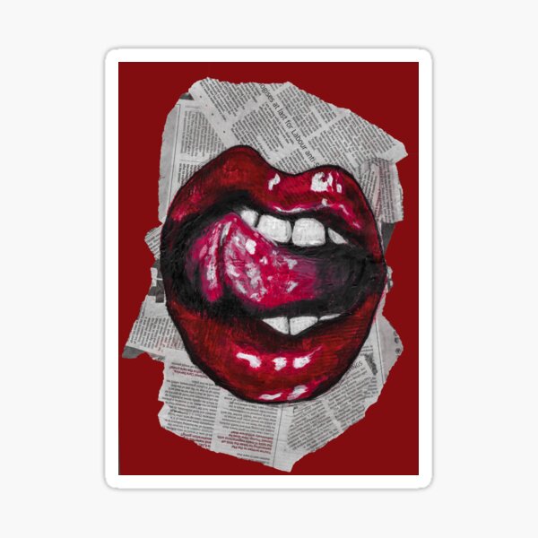Painted lips on collage (red) Sticker for Sale by SarahsDesignz12