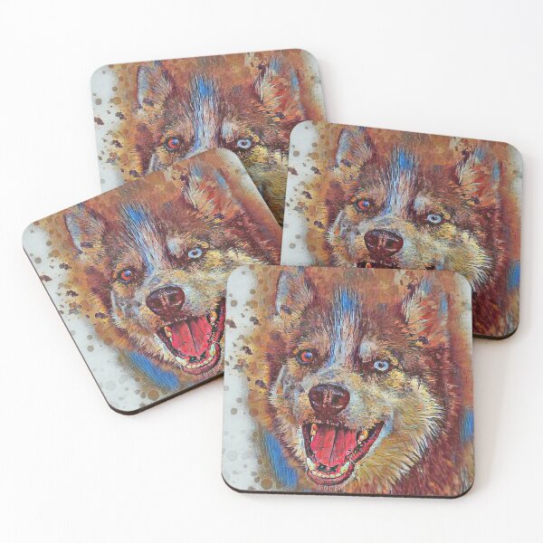 Artikelvorschau, Aquarell Husky. Bunter Husky. Husky-Kunstdesign. entworfen und verkauft von Doggymadness.
