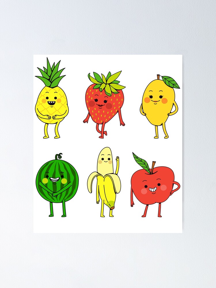 "Cute Fruits And Vegetables Emojis" Poster for Sale by Jovan32 Redbubble