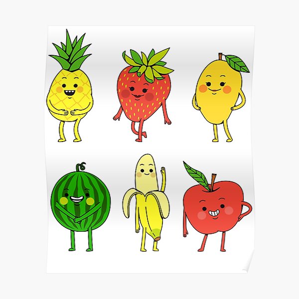 "Cute Fruits And Vegetables Emojis" Poster for Sale by Jovan32 Redbubble
