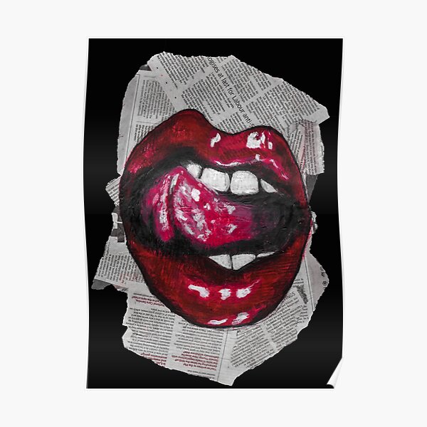 Painted lips on black background Canvas Print for Sale by SarahsDesignz12