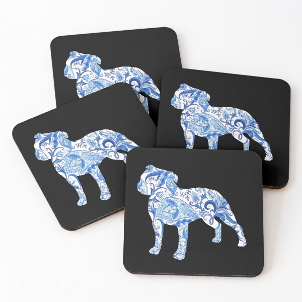 Item preview, Paisley American Staffordshire Terrier in blue designed and sold by ODINDISA.