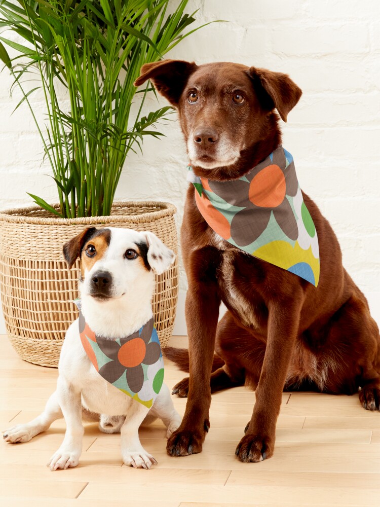 Alternate view of 70s Floral Blue Pet Bandana