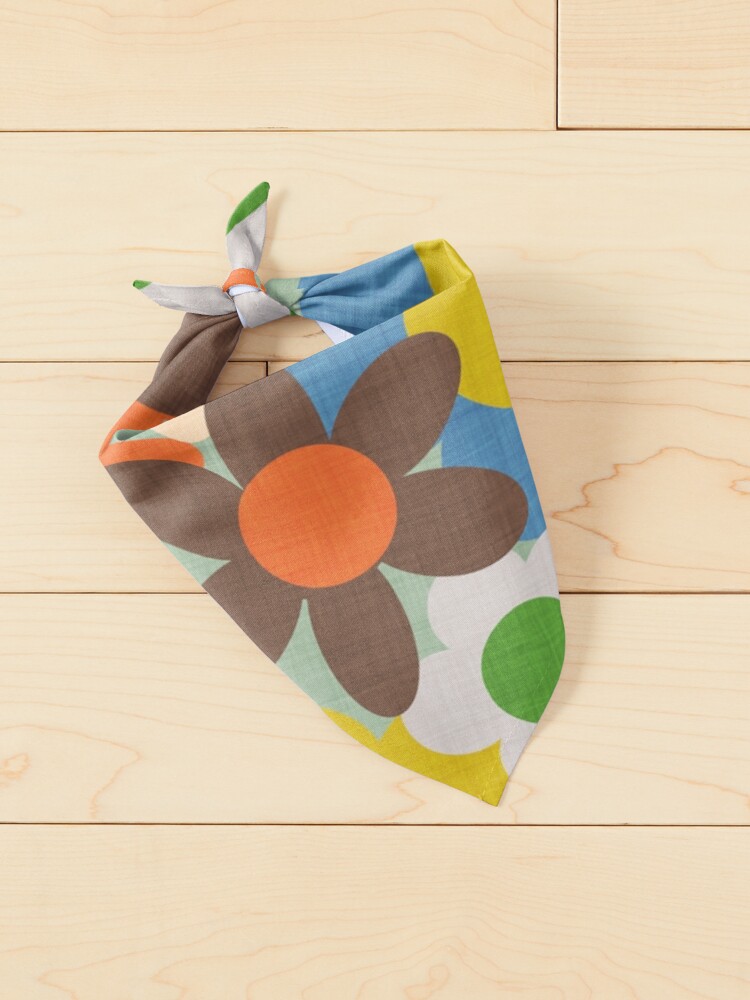 Alternate view of 70s Floral Blue Pet Bandana