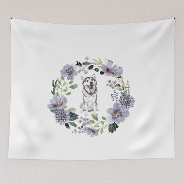 Item preview, Husky Wreath. Husky Dog Flowers designed and sold by Doggymadness.