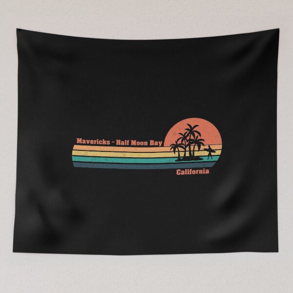Item preview, California Surfing Mavericks Half Moon Vintage Grunge Texture Sunset designed and sold by RaybenMedia.