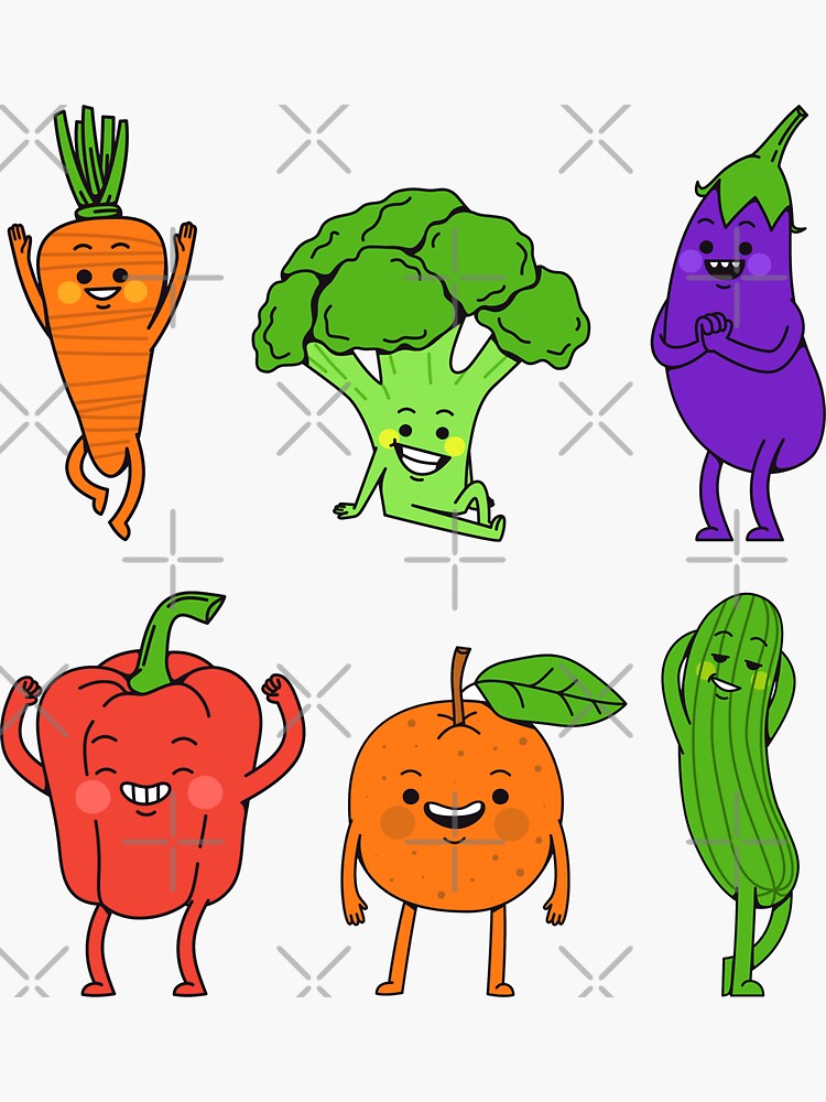 "Cute Fruits And Vegetables Emojis" Sticker for Sale by Jovan32 Redbubble