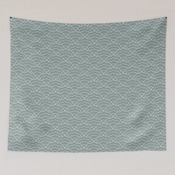 Item preview, Japanese Scallop Wave - Alabaster White + Vintage Blue designed and sold by NolkDesign.