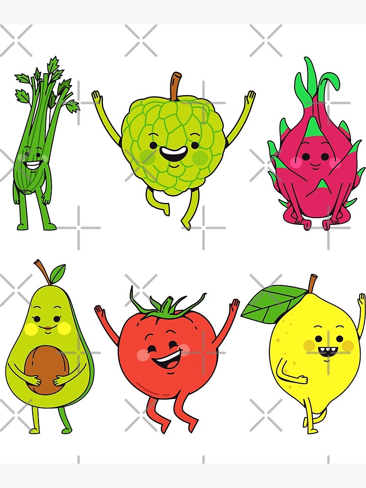 "Cute Fruits And Vegetables Emojis" Poster for Sale by Jovan32 Redbubble