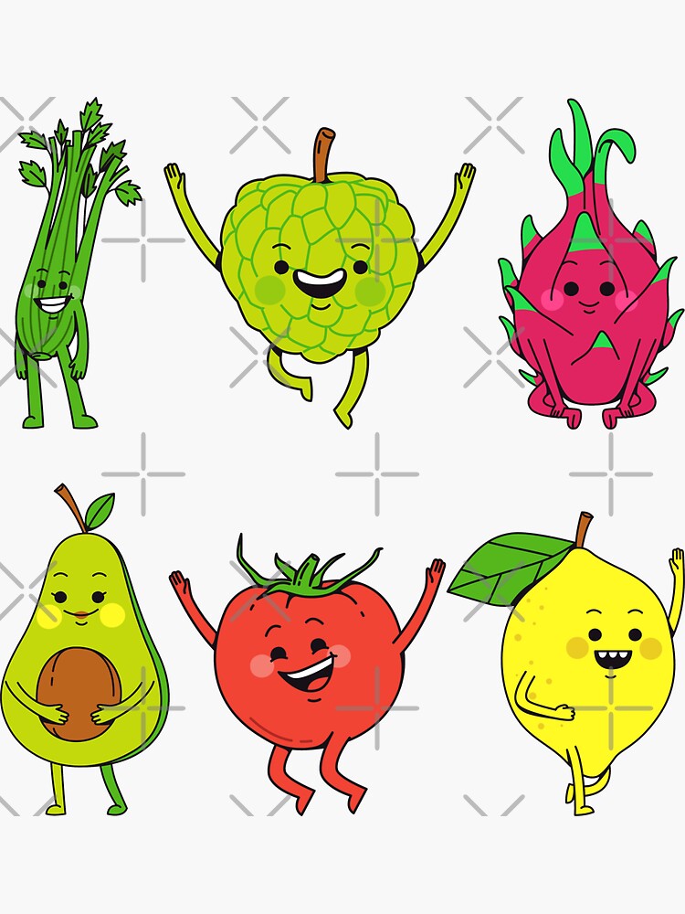 "Cute Fruits And Vegetables Emojis" Sticker for Sale by Jovan32 Redbubble