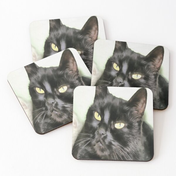 Item preview, Stunning Black Cat Portrait Acrylic Painting designed and sold by taiche.