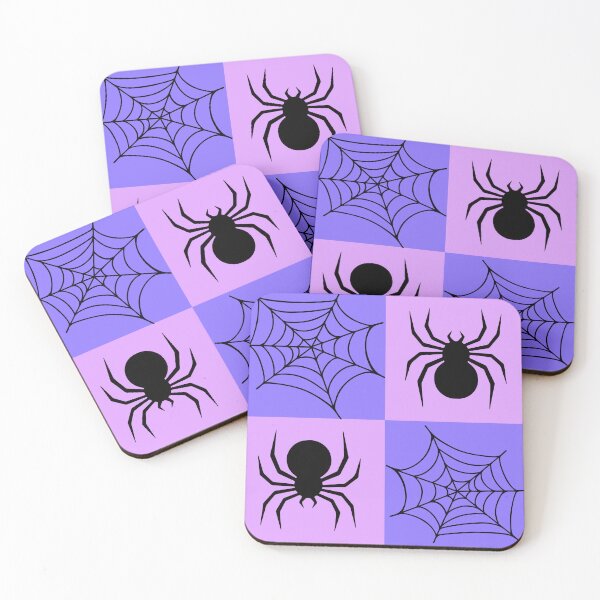 Item preview, Pink and purple checked spiders and webs print designed and sold by DemonicGloom.