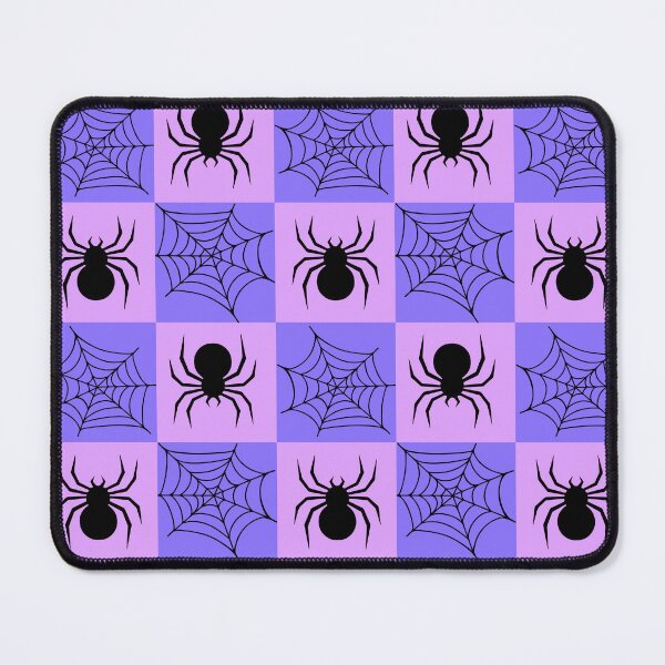 Item preview, Pink and purple checked spiders and webs print designed and sold by DemonicGloom.