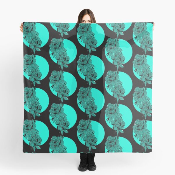 turquoise organic flowers Scarf