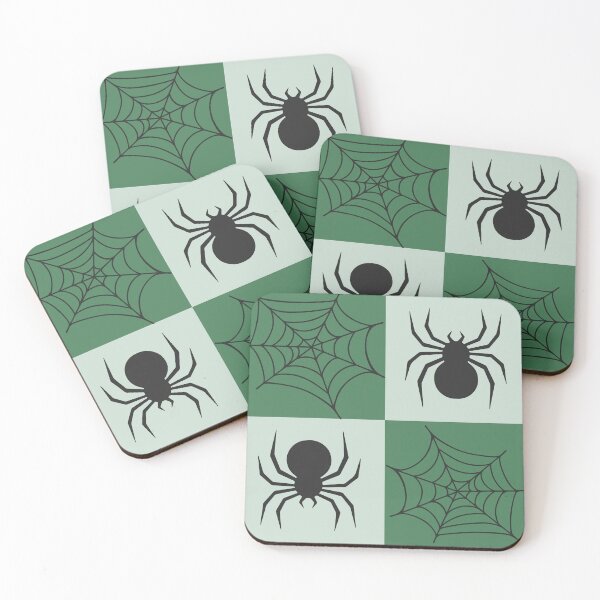 Item preview, green checked spiders and webs print designed and sold by DemonicGloom.