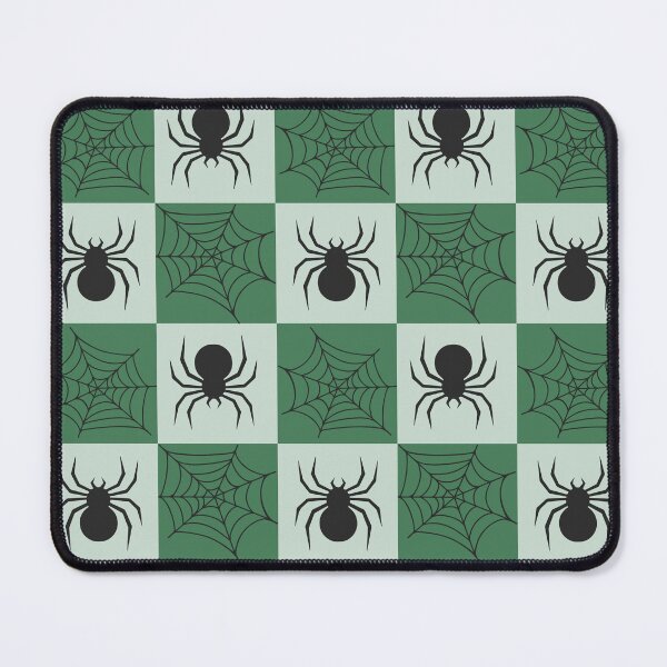 Item preview, green checked spiders and webs print designed and sold by DemonicGloom.