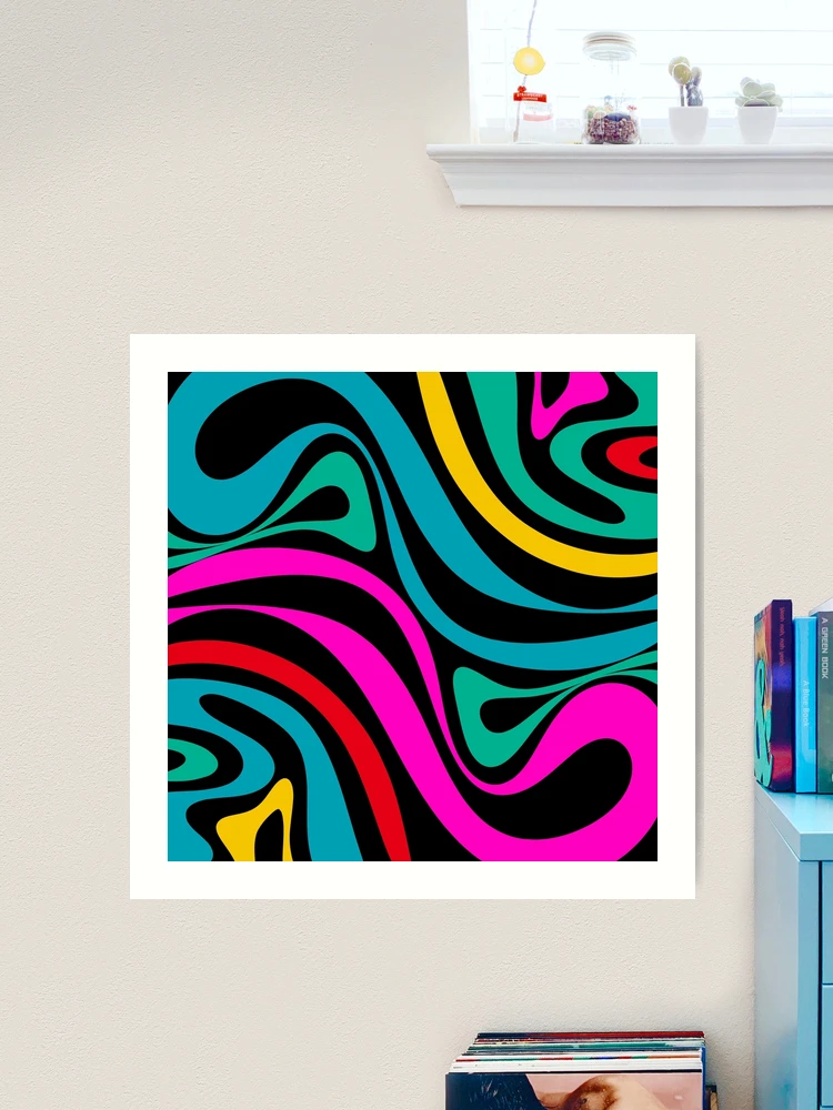 New Groove Retro Swirl Abstract Pattern in 80s Colors on