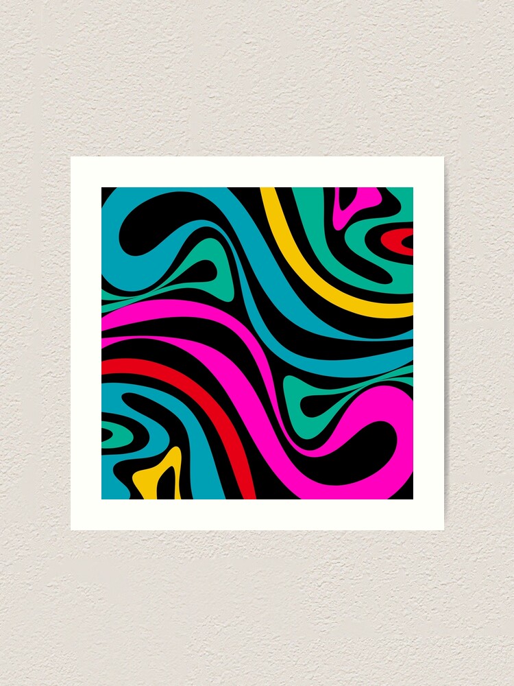 New Groove Retro Swirl Abstract Pattern in 80s Colors on