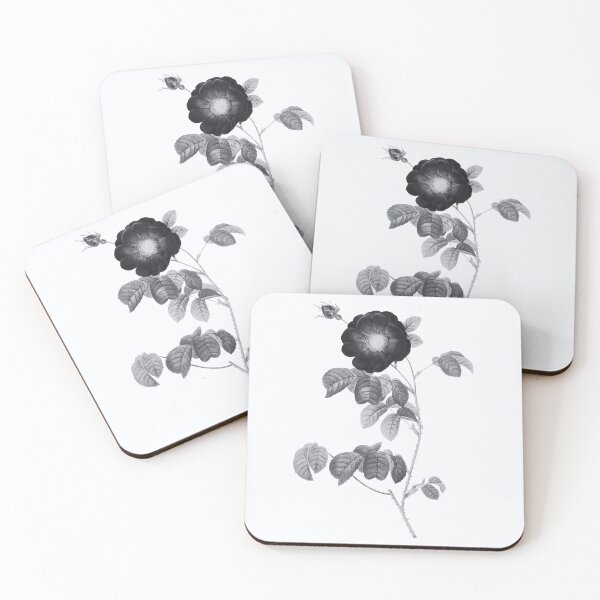 Item preview, Simple Flowered French Rose Flower, Alternative Illustration - Grey and Black Rose designed and sold by DaphneKstudio .