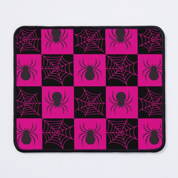 Item preview, Hot pink checked spiders and webs print designed and sold by DemonicGloom.