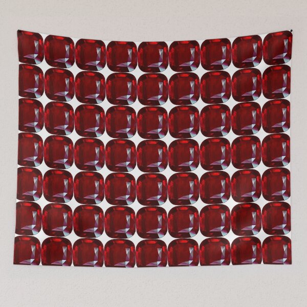 Item preview, Cushion shaped Ruby Gemstone July Birthstone, Deep Red pattern designed and sold by DigitalGemArt.