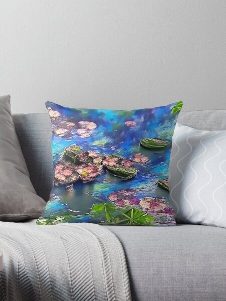 Impressionistic Lilies: Oscar-Claude Monet Inspired Throw Pillow