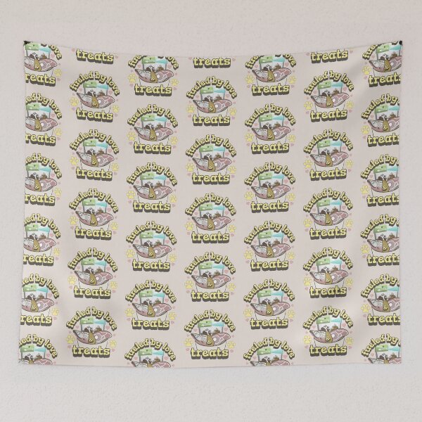 Item preview, Yellow Fueled By Love And Treats Fun Pet Cat Slogan US Spelling designed and sold by TrulyEpoque.