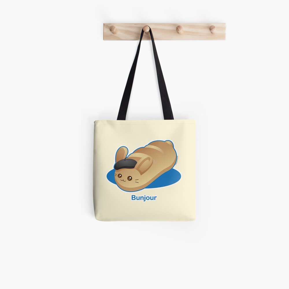 Bunjour - Cute French Bread Bunny Pun Tote Bag