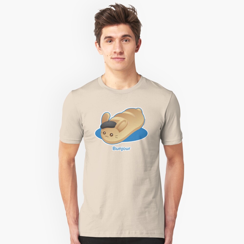 Bunjour - Cute French Bread Bunny Pun Slim Fit T-Shirt