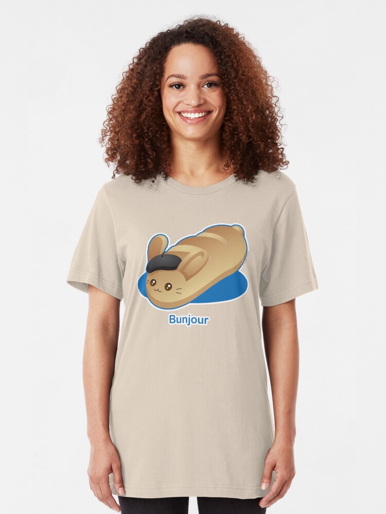 Alternate view of Bunjour - Cute French Bread Bunny Pun Slim Fit T-Shirt