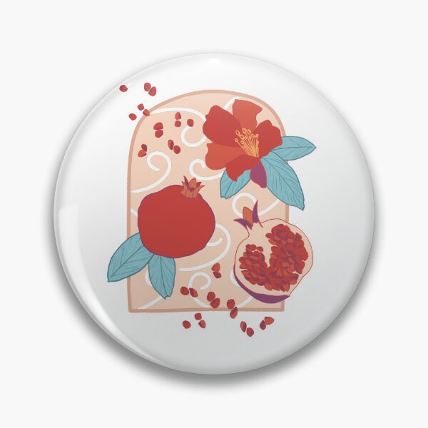Item preview, Pomegranate fruit flower red and ocher arabesque pattern designed and sold by SoatCreation.