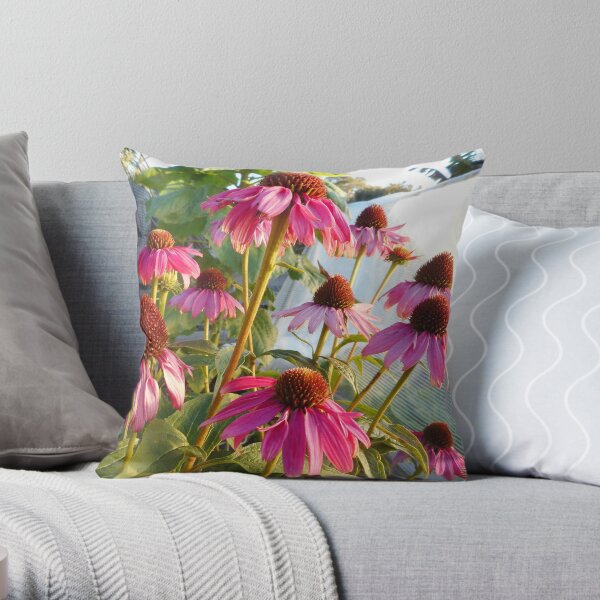 Cone flowers in winter garden Throw Pillow