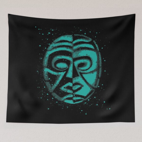 Item preview, Tribal yin yang face in teal green designed and sold by Anomalypark.