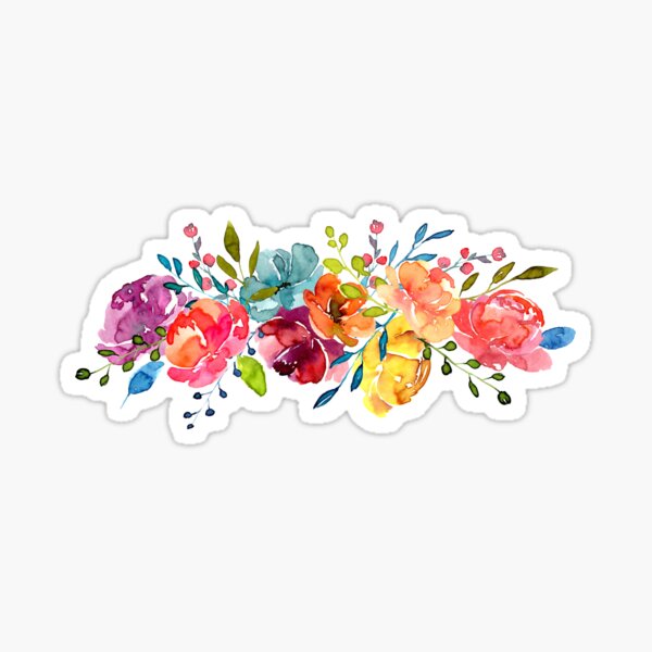 Watercolor Floral Stickers 2 Sticker for Sale by CassiSelby