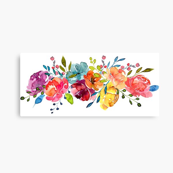 Bright Flowers Summer Watercolor Peonies Canvas Print